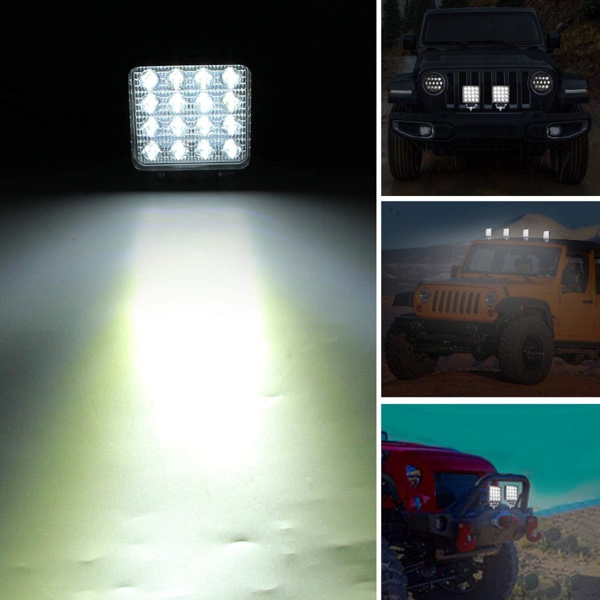 GENERICO - X4 Luces Foco Neblinero Led 48w 4x4 Auto Caminon Cuadrado