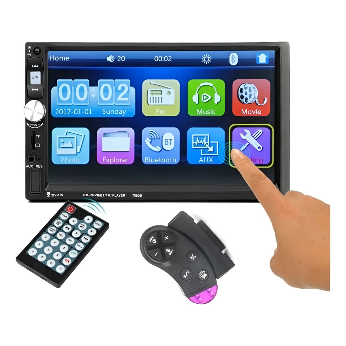 GENERICO - Radio De Auto 2din Mirror Link Pantalla Tactil Mando Volante 213043+213112