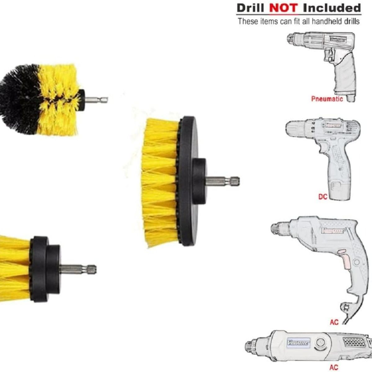 GENERICO - Set 3 Cepillos De Limpieza Para Taladro Auto Hogar Tapiz 287001