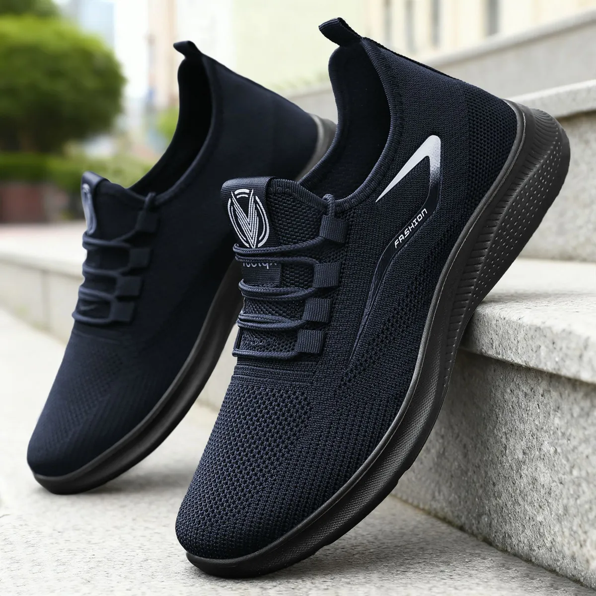 TIOZONEY - Zapatos casuales transpirables para hombre - Negro