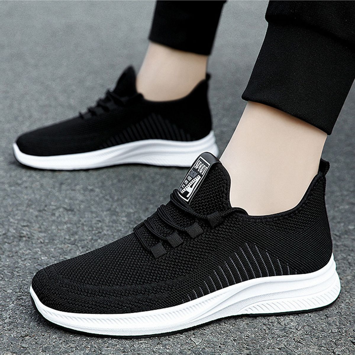 TIOZONEY - Zapatos casuales transpirables para hombre - Negro