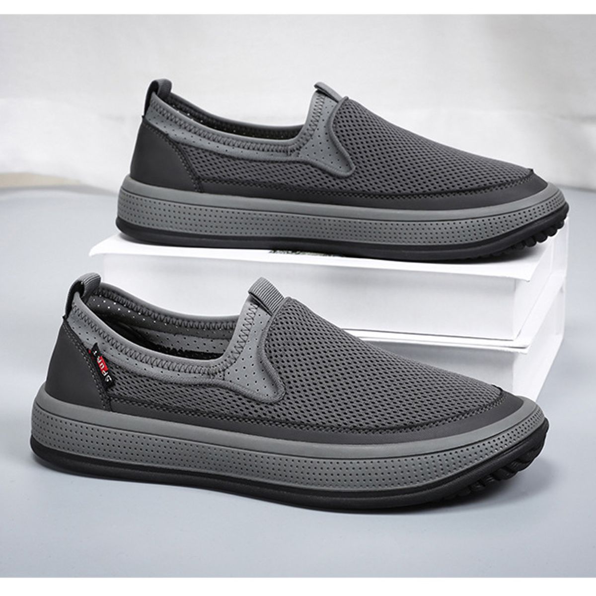 TIOZONEY - Zapatos casuales transpirables para hombre - Gris