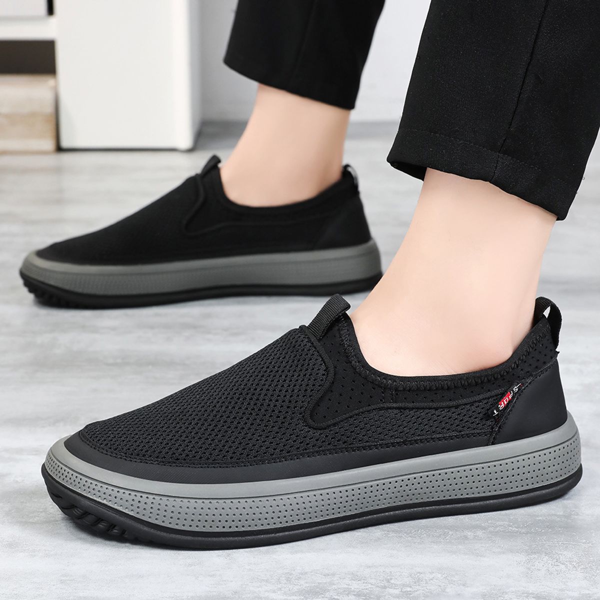 TIOZONEY - Zapatos casuales transpirables para hombre - Gris