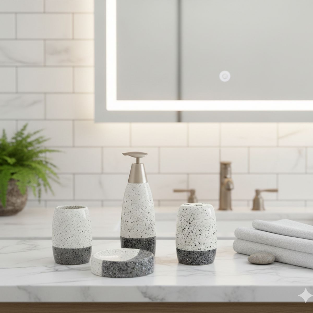 GENERICO - Set de Accesorios de Baño 4 Piezas Cerámica