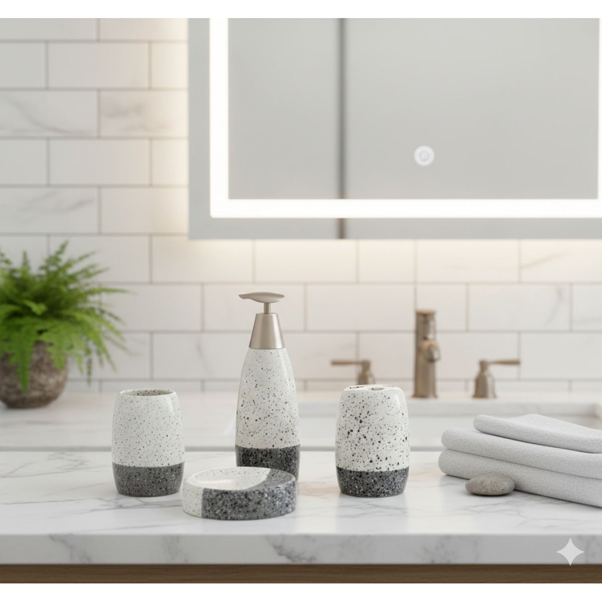 GENERICO - Set de Accesorios de Baño 4 Piezas Cerámica