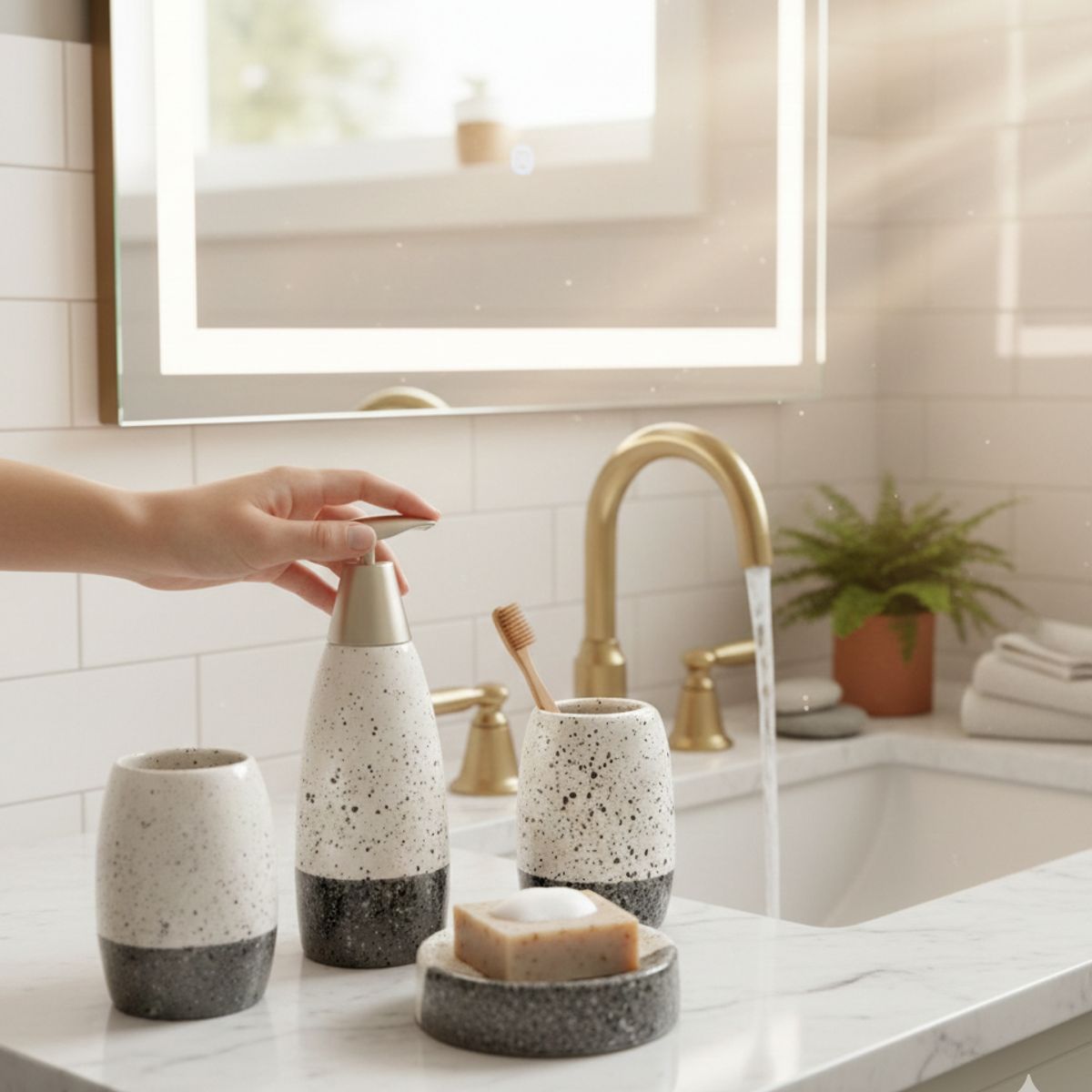 GENERICO - Set de Accesorios de Baño 4 Piezas Cerámica