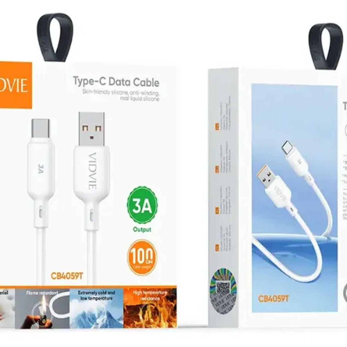 GENERICO - Cable De Datos Usb A Tipo C 3w Vidvie Cb4059t Blanco