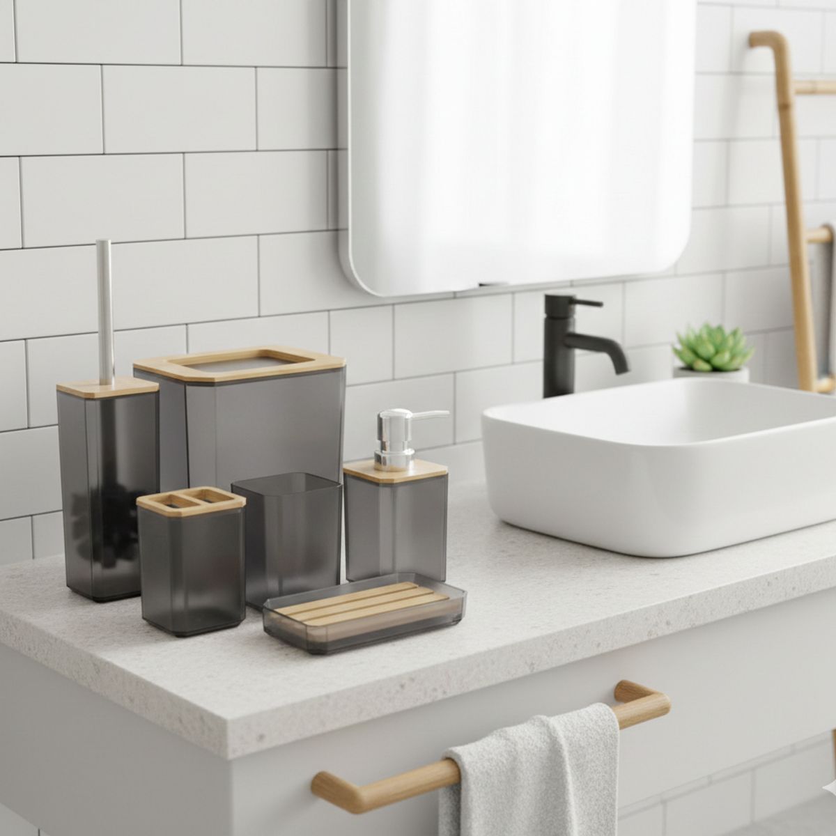 GENERICO - Set de Accesorios de Baño 6 Piezas
