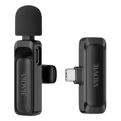 GENERICO - Micrófono Solapa Y Transmisor Inalámbrico Usb-c Vidvie Mc03 Negro