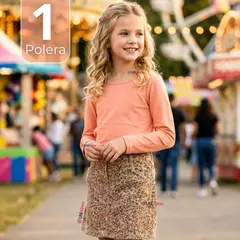 UTILISIMO - Camiseta Polera Bambú Cuello Redondo Salmón Primera Capa Manga Larga Niña