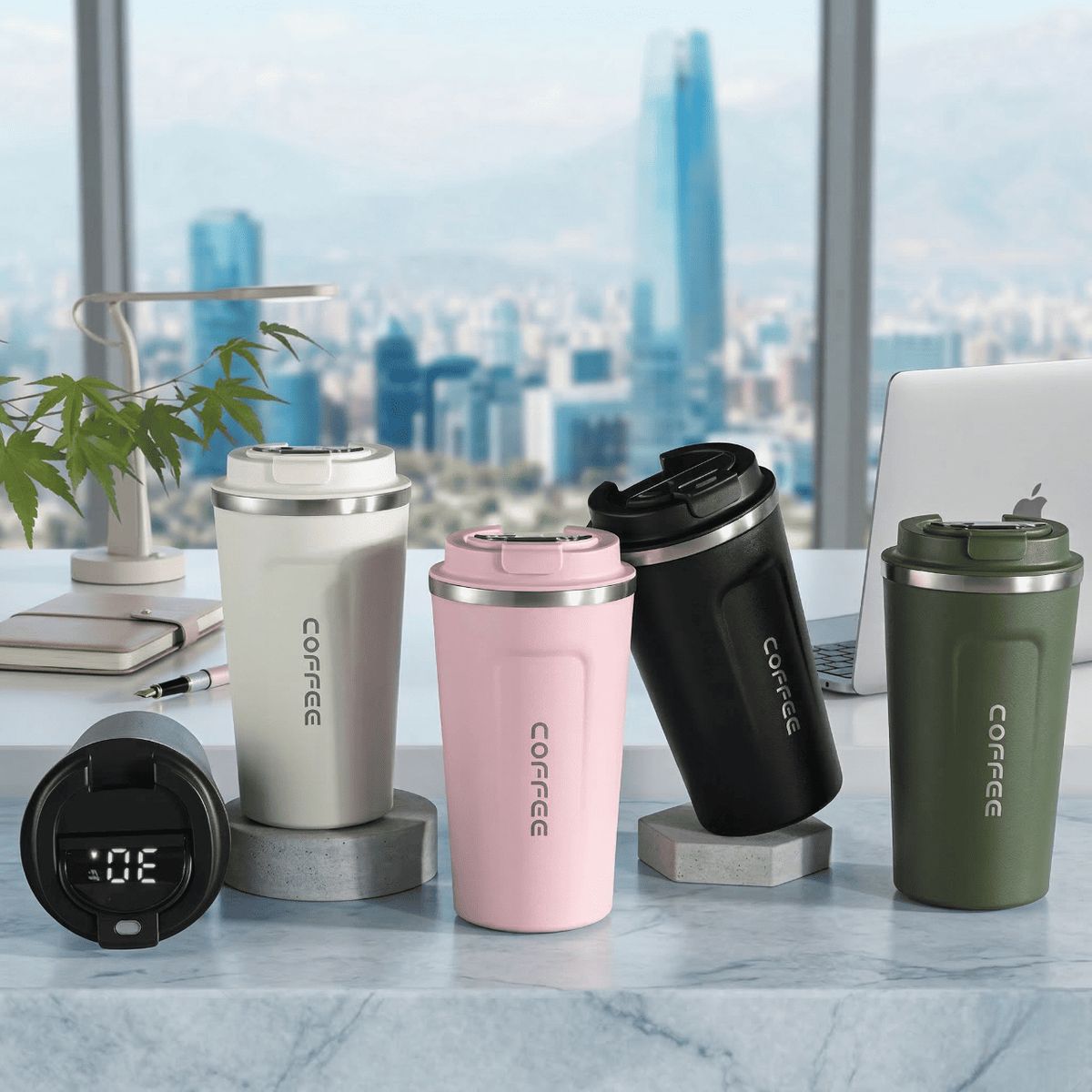 MOVI - Vaso Térmico Inteligente con Sensor de Temperatura LED - Acero Inoxidable - MUJER