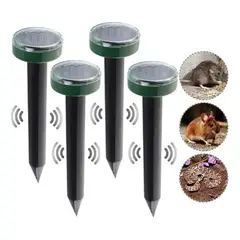 GENERICO - Pack De 4 Estacas Repelente Solar Sónico Para Roedores