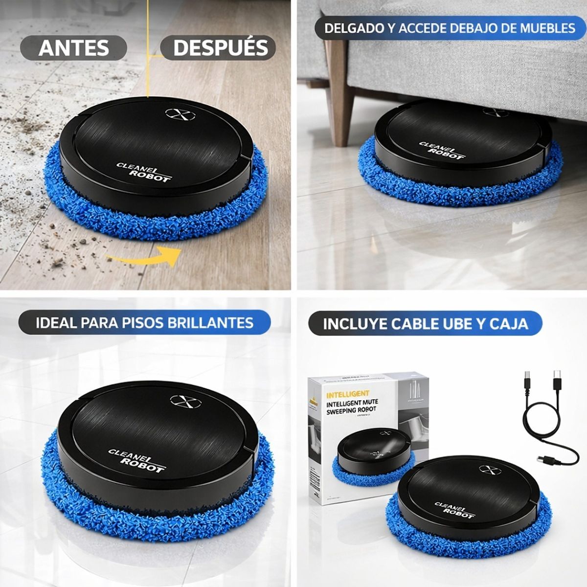 GENERICO - Robot Trapeador Inteligente Automático USB Limpieza Piso Hogar