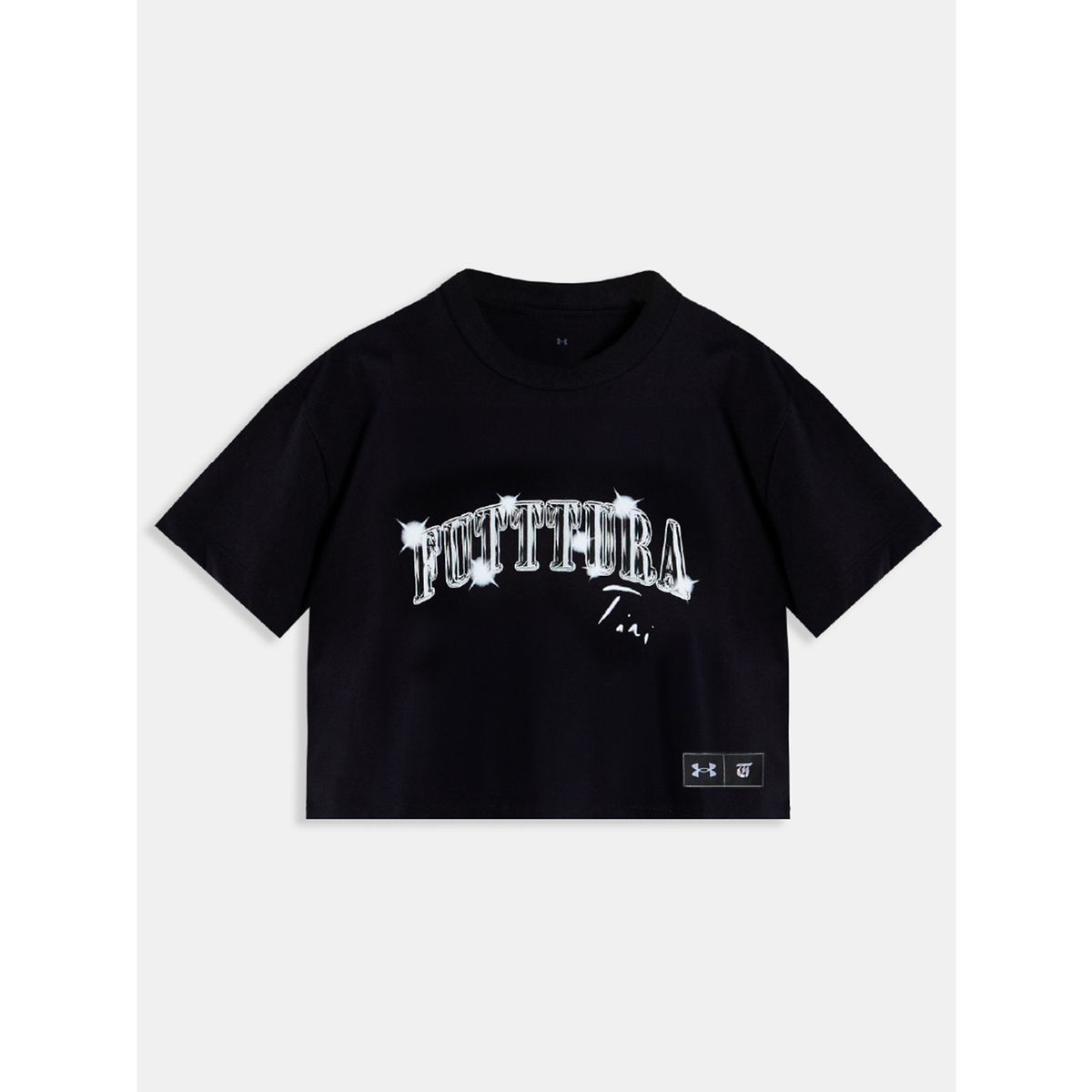 UNDER ARMOUR - Polera Crop TINI Unisex Negra - FUTTTURA UNDER ARMOUR