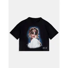 UNDER ARMOUR - Polera Crop TINI Unisex Negra