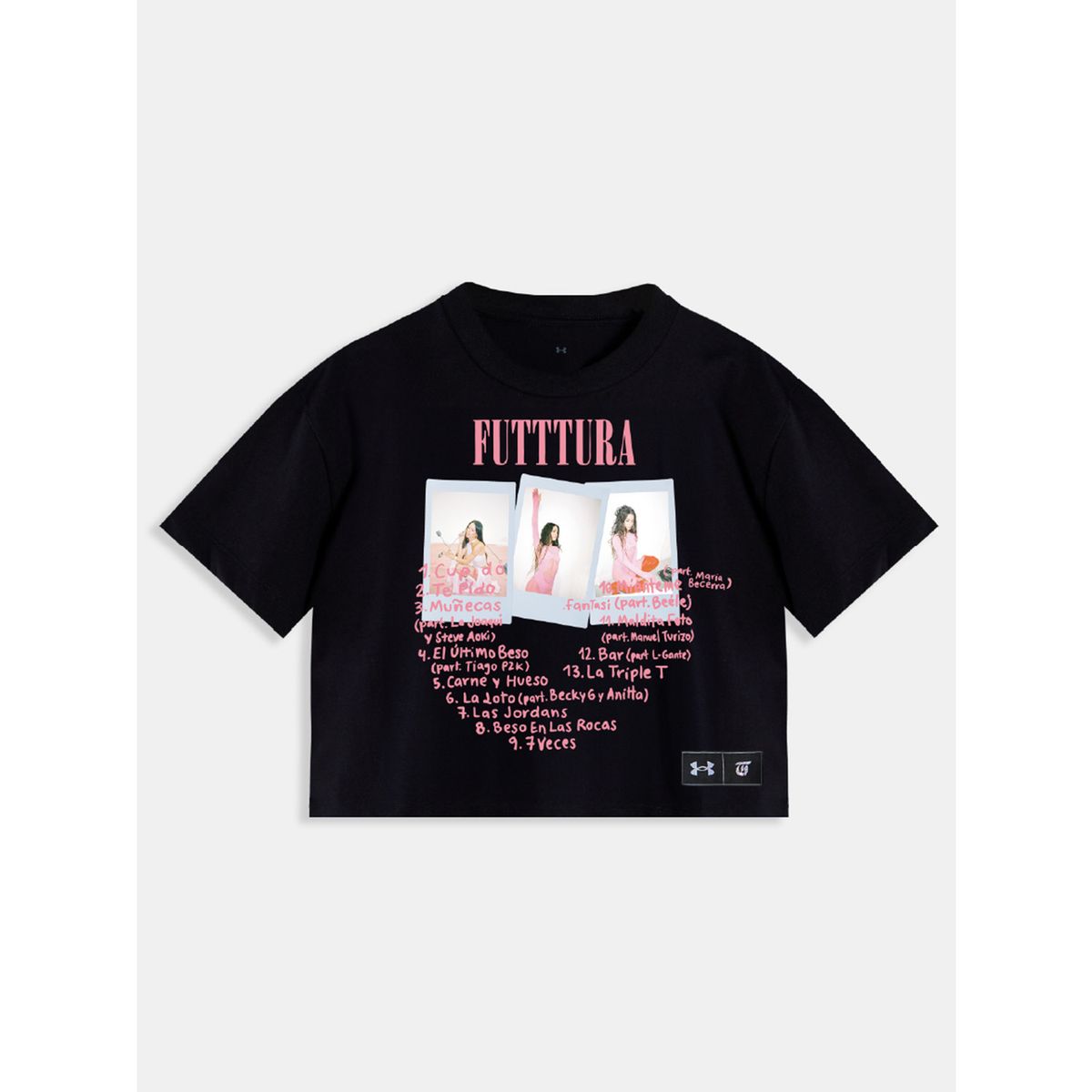 UNDER ARMOUR - Polera Crop TINI Unisex Negra - Cupido UNDER ARMOUR