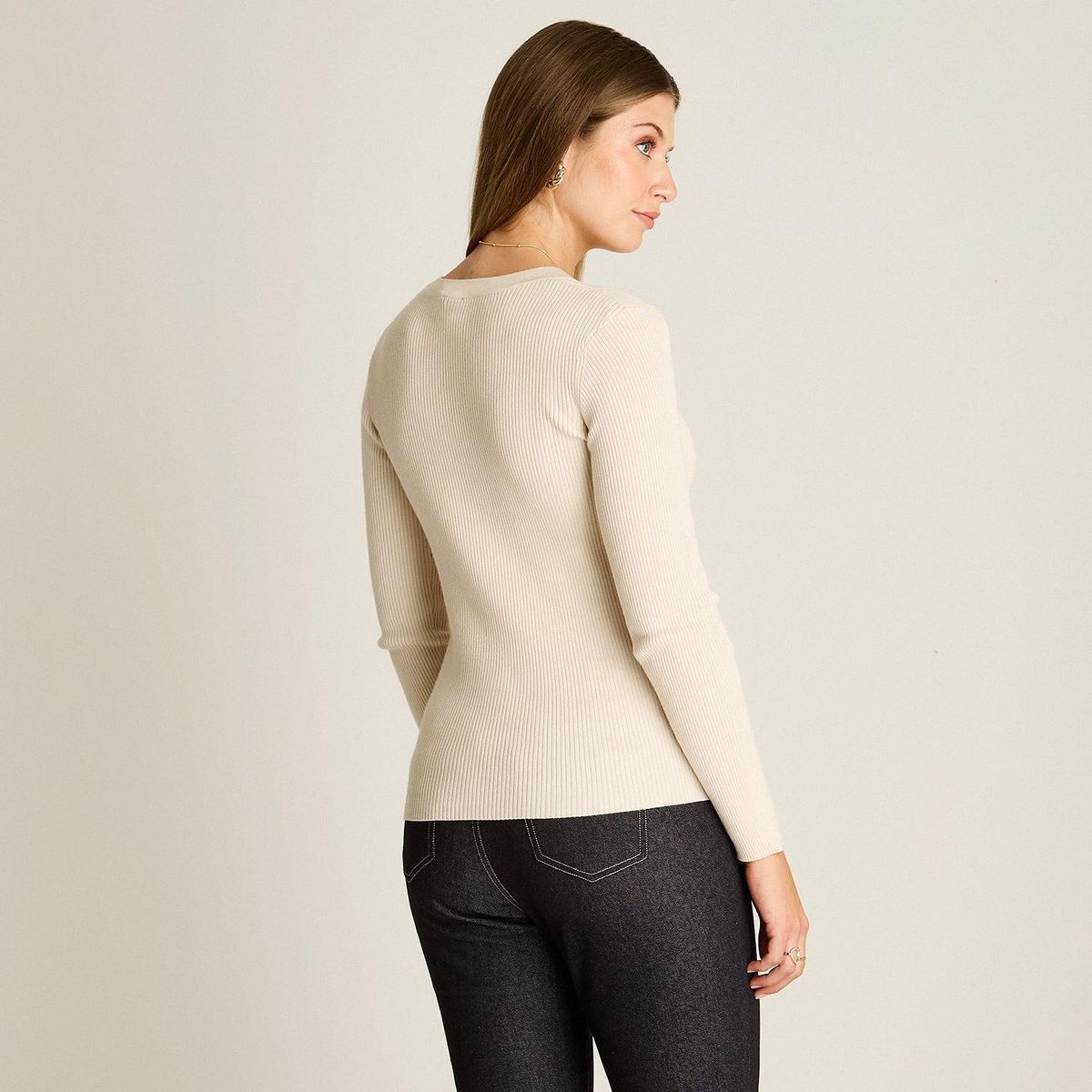 LORENZO DI PONTTI - Sweater Arena Escote V con Cut Out