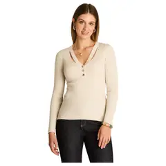 LORENZO DI PONTTI - Sweater Arena Escote V con Cut Out