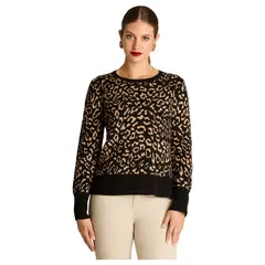 LORENZO DI PONTTI - Sweater Animal Print Mujer Negro