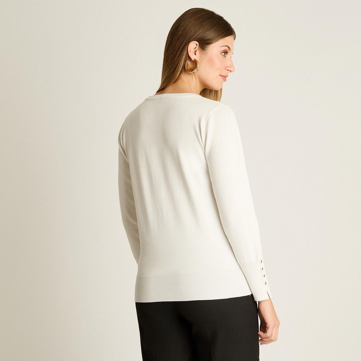 LORENZO DI PONTTI - Sweater Cuello Mao Mujer Crudo