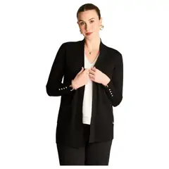 LORENZO DI PONTTI - Tapado Negro Tejido Largo con Bolsillos