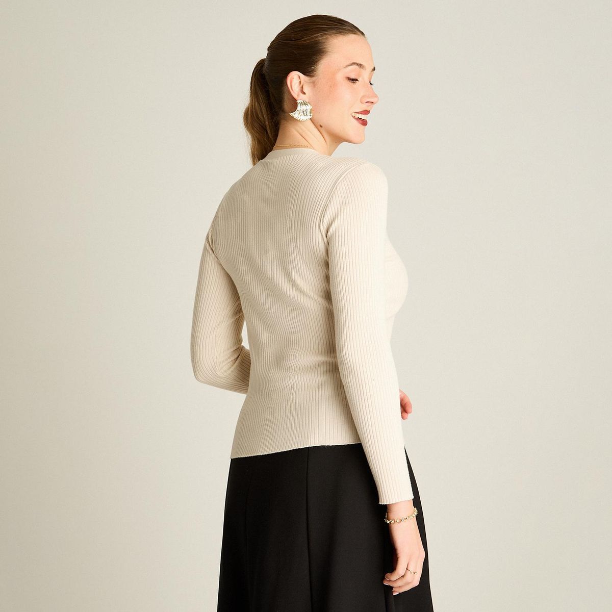 LORENZO DI PONTTI - Sweater Manga Larga Mujer Arena