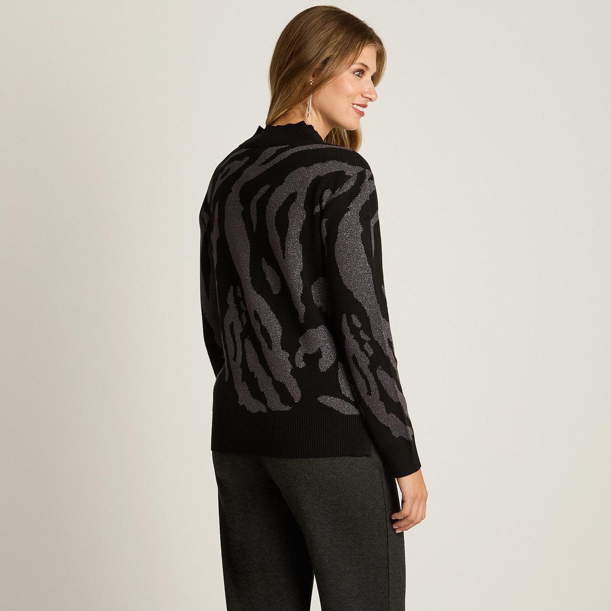 LORENZO DI PONTTI - Sweater Animal Print Mujer Negro