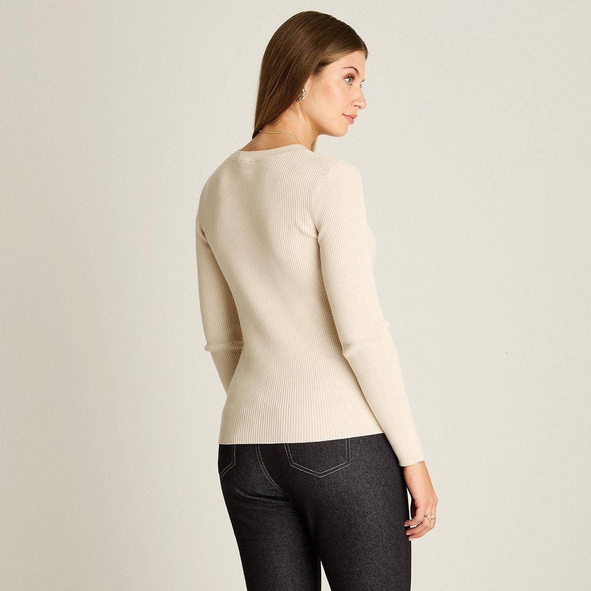 LORENZO DI PONTTI - Sweater Arena Escote V con Cut Out