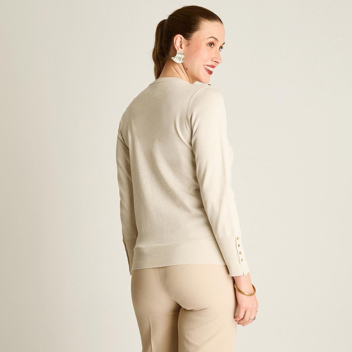 LORENZO DI PONTTI - Sweater Escote Redondo Mujer Arena