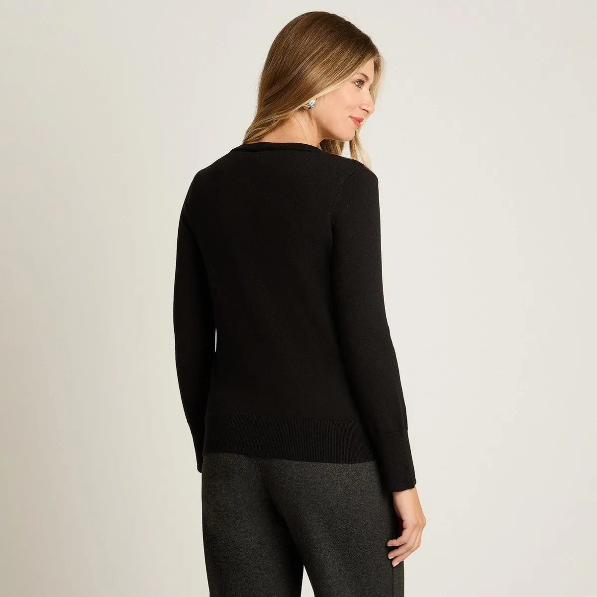 LORENZO DI PONTTI - Sweater Negro con Estampado Floral Abstracto en Tejido