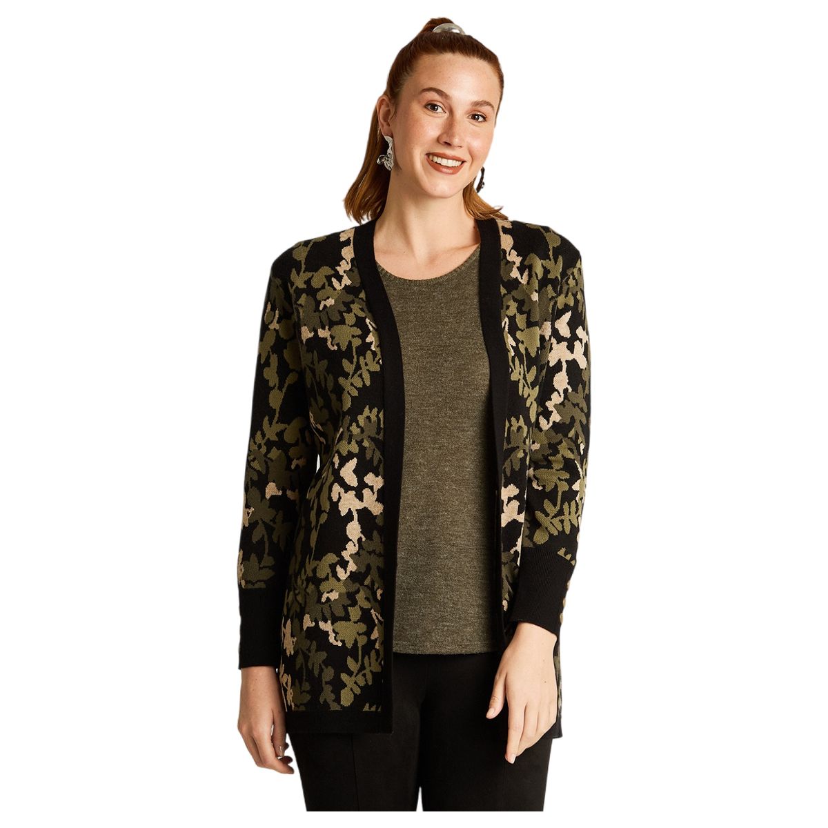 LORENZO DI PONTTI - Tapado Verde con Estampado Floral Jacquard en Tejido