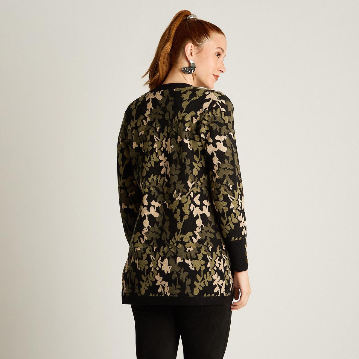 LORENZO DI PONTTI - Tapado Verde con Estampado Floral Jacquard en Tejido