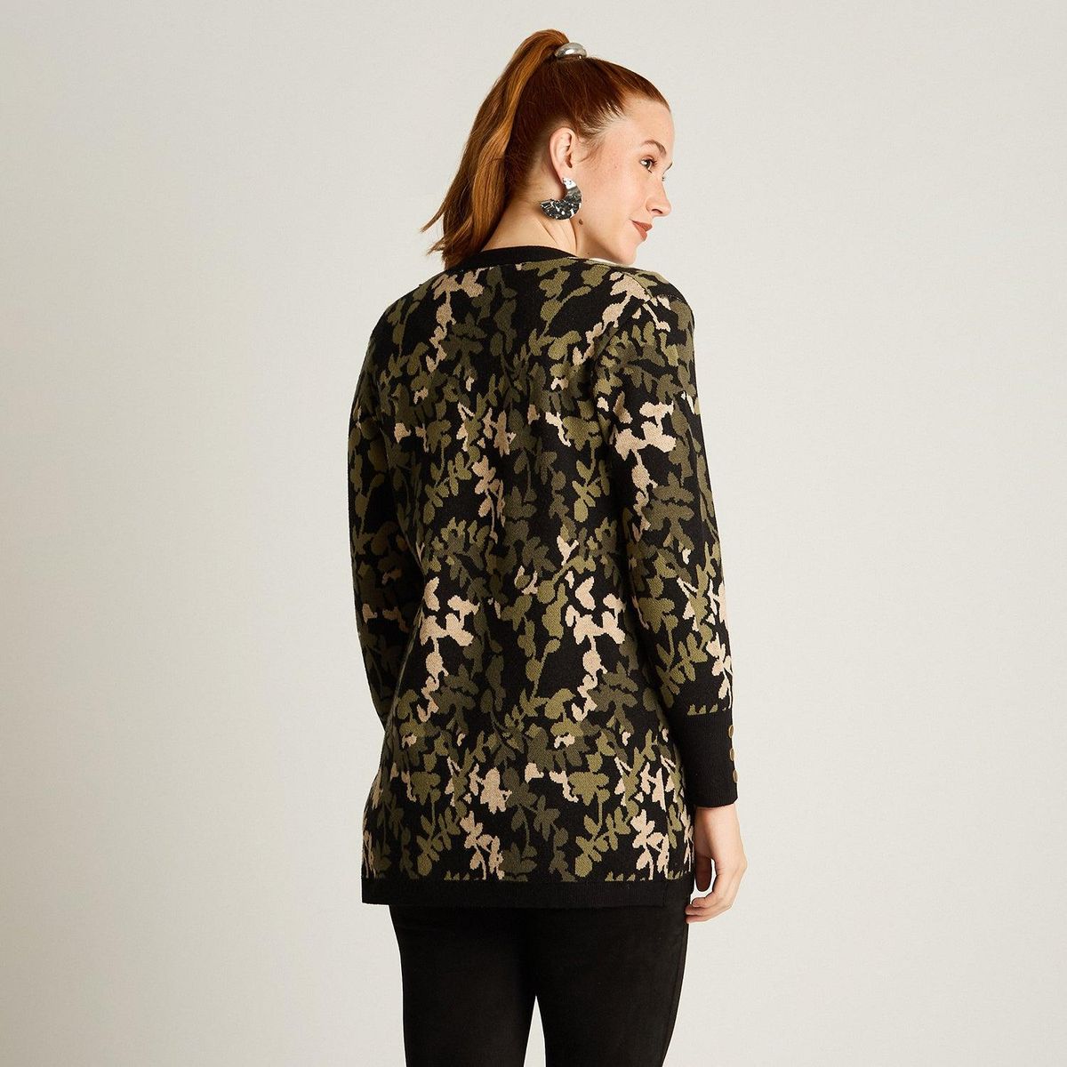 LORENZO DI PONTTI - Tapado Verde con Estampado Floral Jacquard en Tejido