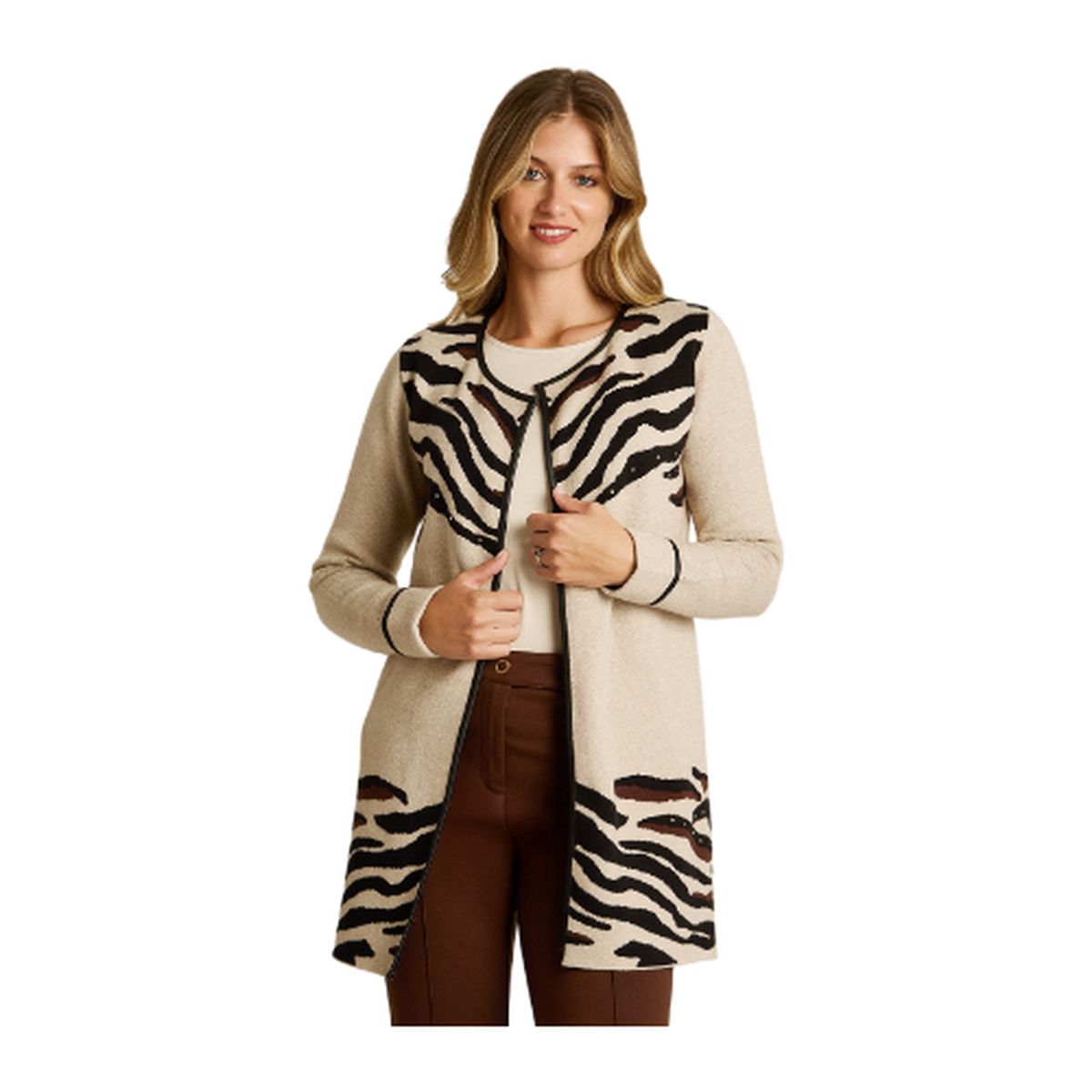 LORENZO DI PONTTI - Tapado Beige con Estampado Animal Print en Tejido