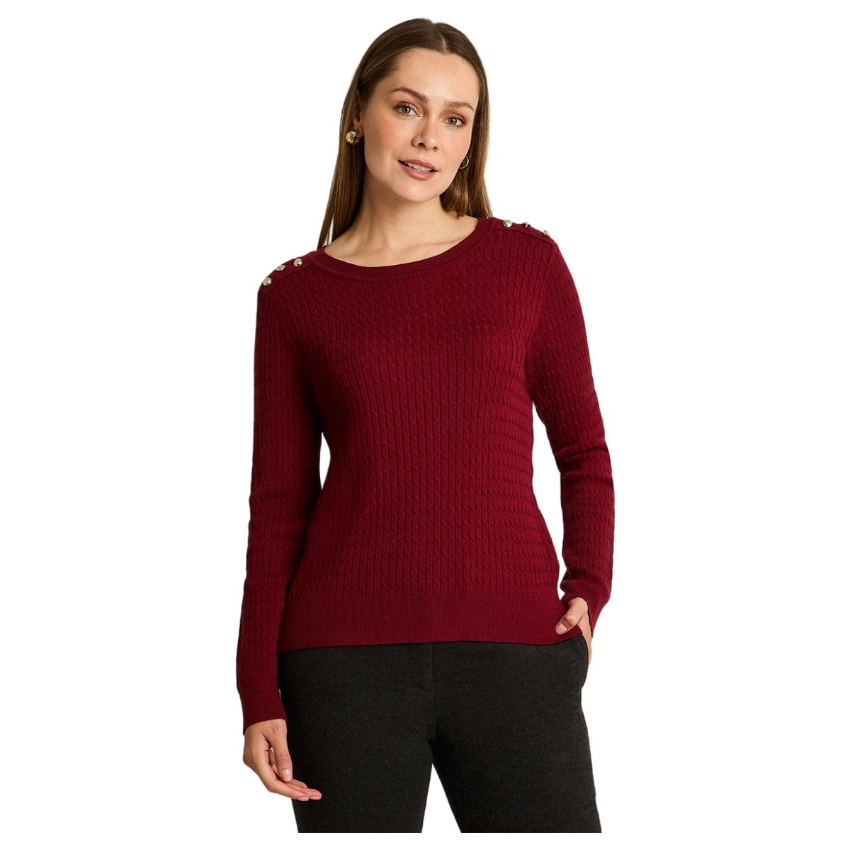 LORENZO DI PONTTI - Sweater Trenzado Mujer Rojo