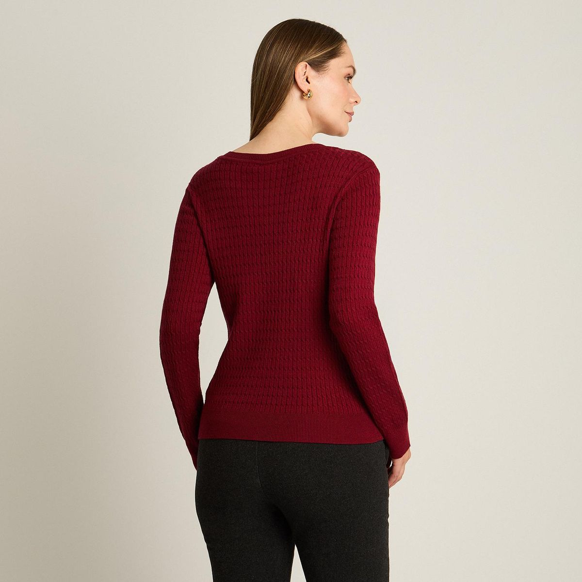 LORENZO DI PONTTI - Sweater Trenzado Mujer Rojo