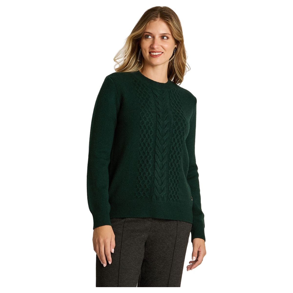 LORENZO DI PONTTI - Sweater Trenzado Mujer Verde