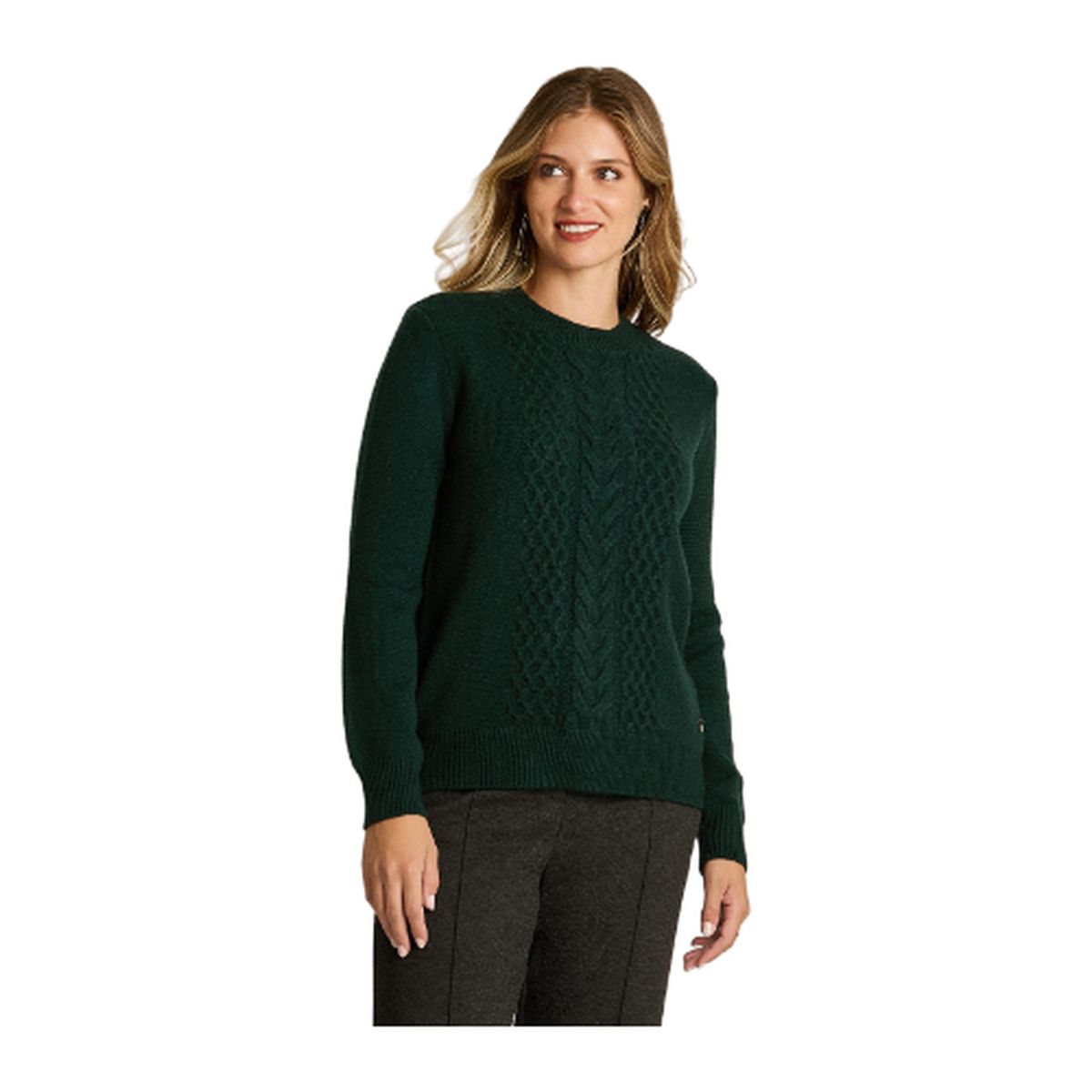 LORENZO DI PONTTI - Sweater Verde con Trenzado en Relieve en Tejido