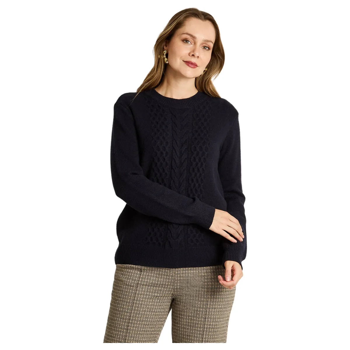LORENZO DI PONTTI - Sweater Trenzado Mujer Azul Marino