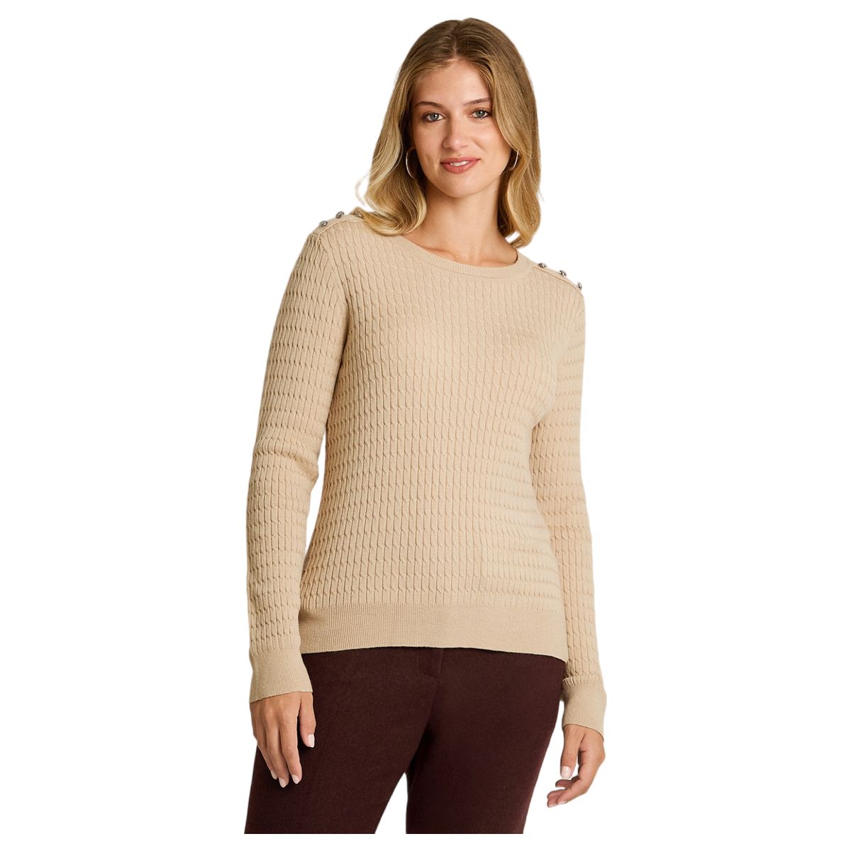 LORENZO DI PONTTI - Sweater Trenzado Mujer Beige