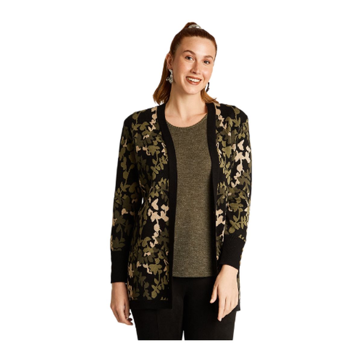 LORENZO DI PONTTI - Tapado Verde con Estampado Floral Jacquard en Tejido