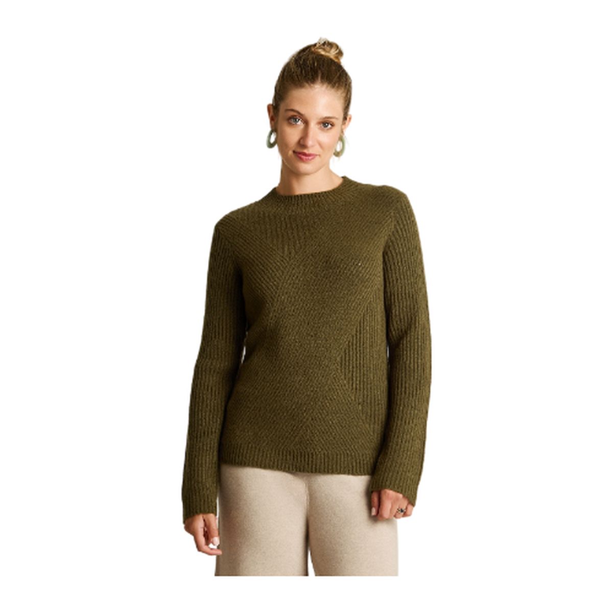 LORENZO DI PONTTI - Sweater Verde Manga Larga Elasticidad Media Sin Forro Calce Normal Tela Tejido