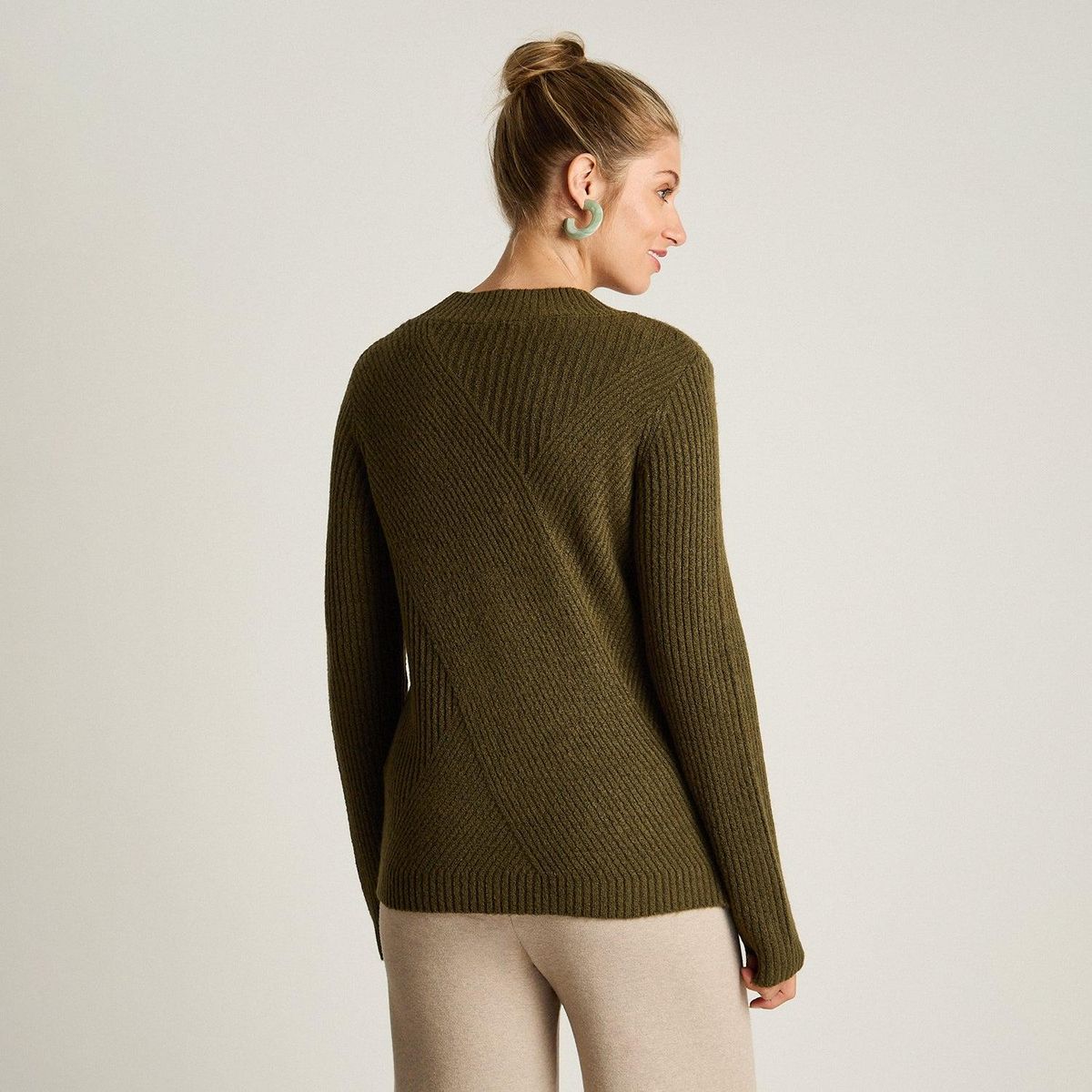 LORENZO DI PONTTI - Sweater Verde Manga Larga Elasticidad Media Sin Forro Calce Normal Tela Tejido