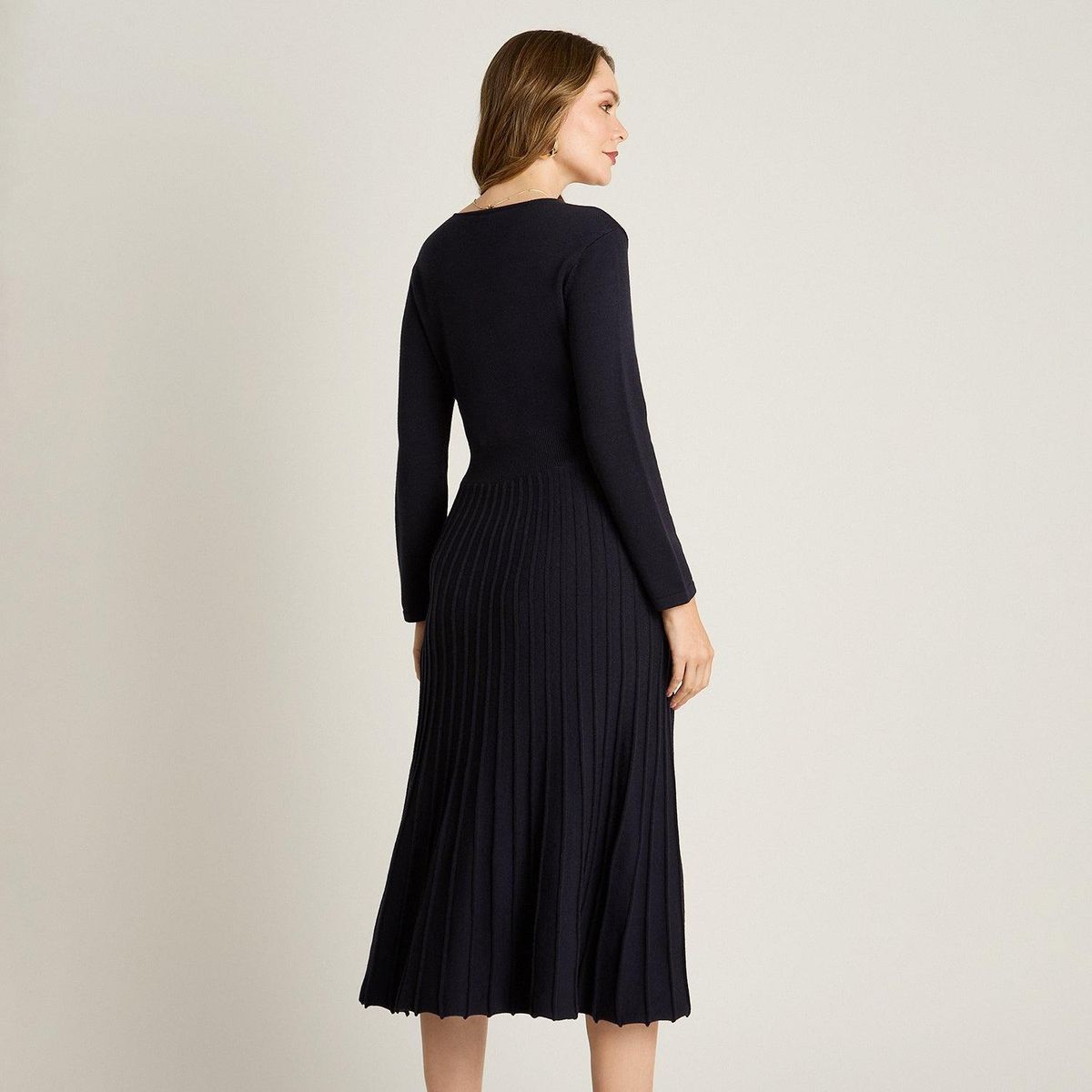 LORENZO DI PONTTI - Vestido Midi Azul Midi Elasticidad Nula Sin Forro Calce Normal Tela Tejido