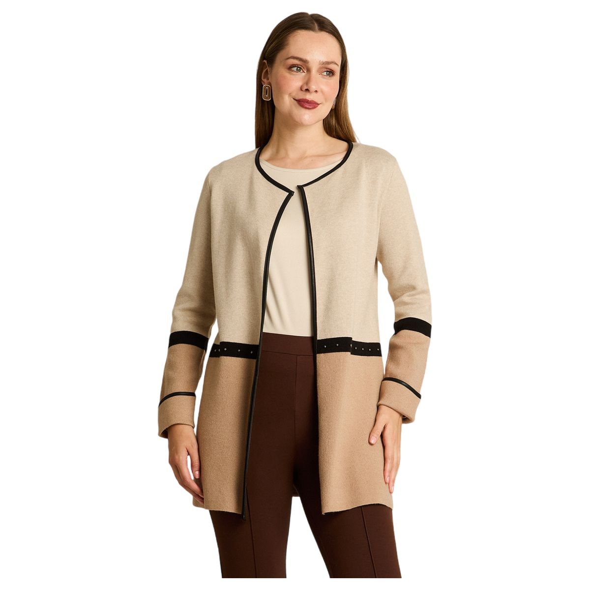 LORENZO DI PONTTI - Tapado Detalles Cuero Sintético Mujer Beige