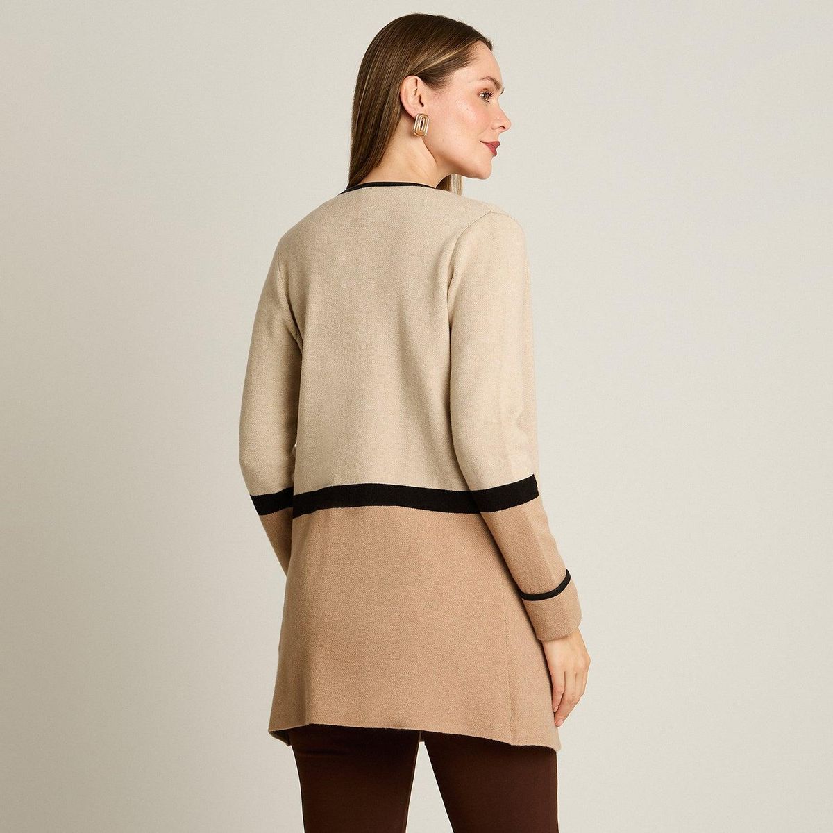 LORENZO DI PONTTI - Tapado Beige con Detalles en Cuero Sintético en Tejido