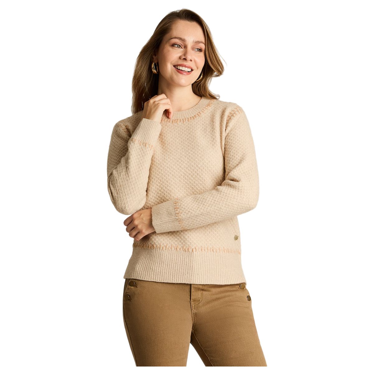 LORENZO DI PONTTI - Sweater Texturado Mujer Beige