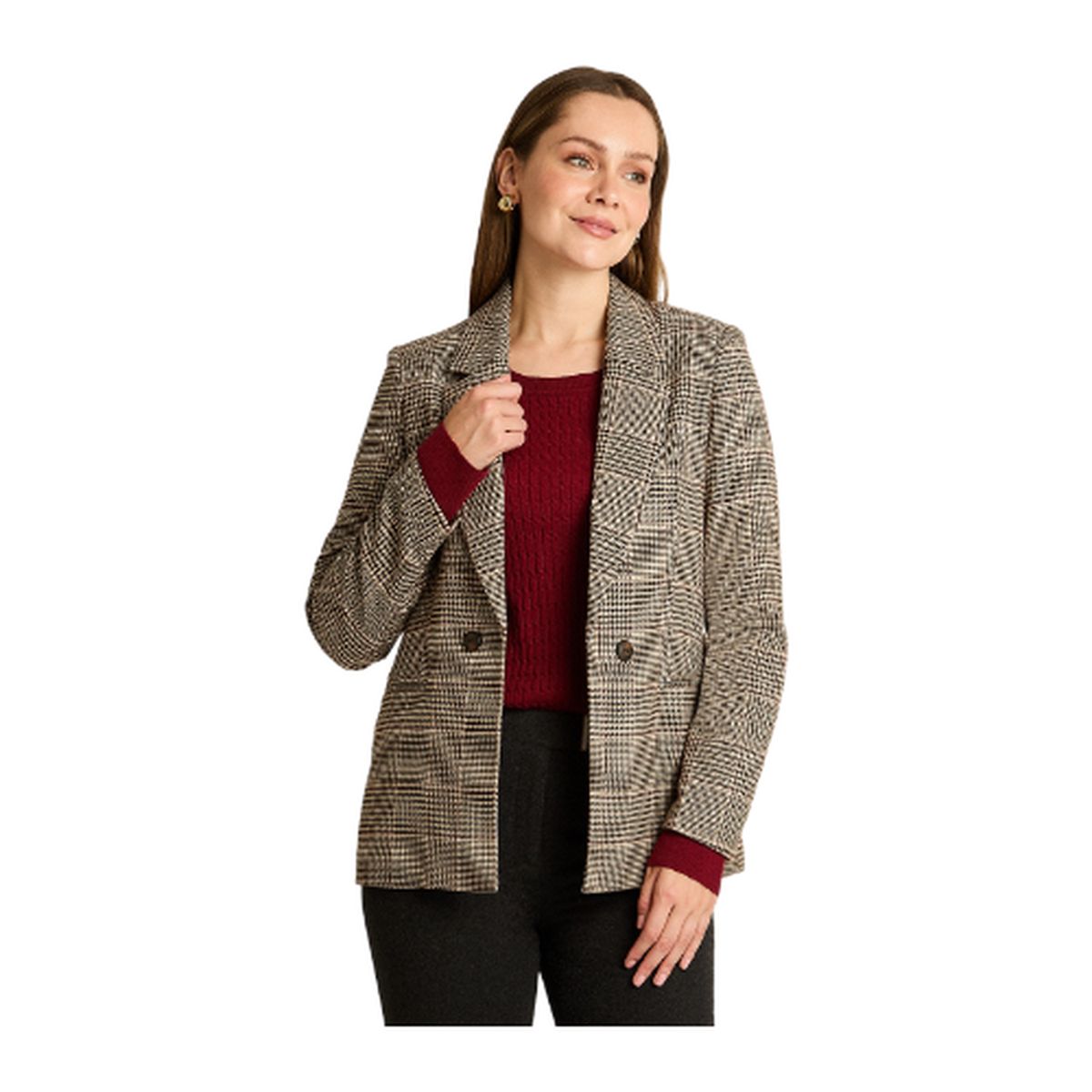 LORENZO DI PONTTI - Blazer con Estampado Cuadrille Clásico y Doble Botón en Tela Plana