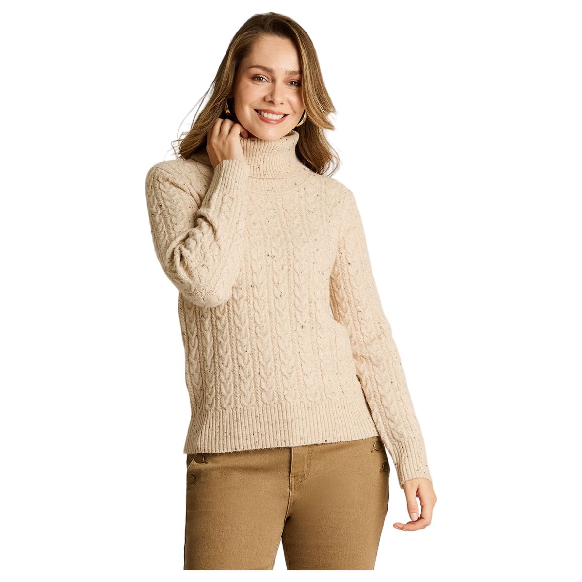 LORENZO DI PONTTI - Sweater Cuello Alto Mujer Beige