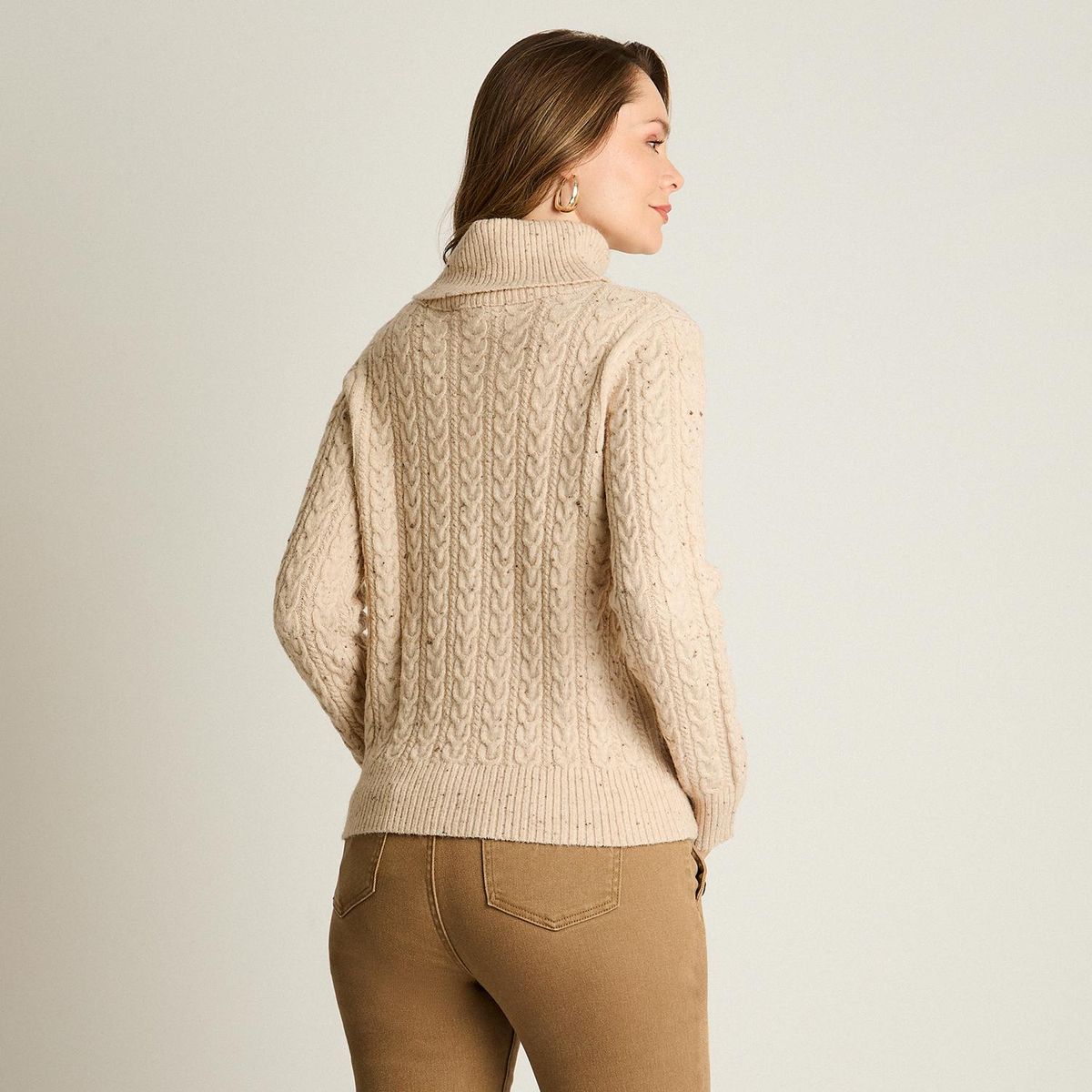 LORENZO DI PONTTI - Sweater Cuello Alto Mujer Beige